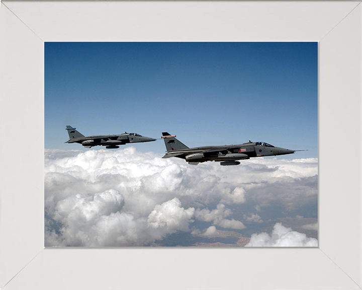 RAF Jaguar GR3A Jets in flight over Turkey Photo Print Royal Air Force Aircraft Wall Art Aviation Decor Posters, Prints, & Visual Artwork Hampshire Prints 10 x 8 White Frame No