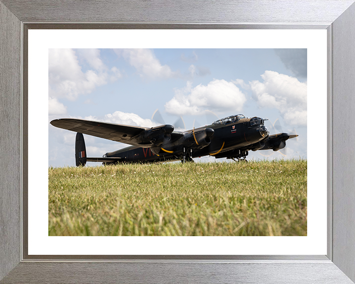 RAF Lancaster Bomber Before Takeoff Royal Air Force Aircraft Photo Print Wall Art Aviation Decor UK Posters, Prints, & Visual Artwork Hampshire Prints 10 x 8 Silver Frame Yes
