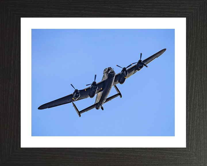 RAF Lancaster Bomber in Flight 2025 Photo Print Royal Air Force Aircraft Wall Art Aviation Decor Posters, Prints, & Visual Artwork Hampshire Prints 10 x 8 Black Frame Yes