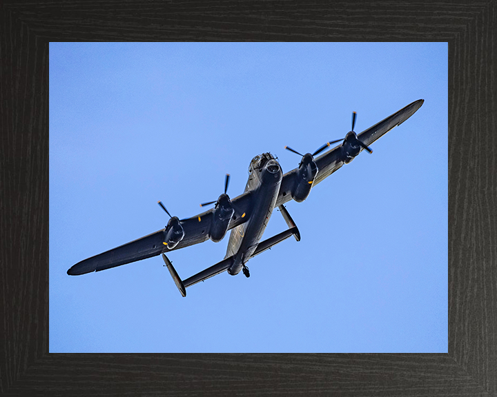 RAF Lancaster Bomber in Flight 2025 Photo Print Royal Air Force Aircraft Wall Art Aviation Decor Posters, Prints, & Visual Artwork Hampshire Prints 10 x 8 Black Frame No