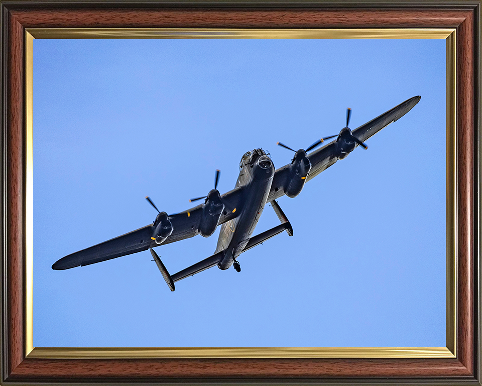 RAF Lancaster Bomber in Flight 2025 Photo Print Royal Air Force Aircraft Wall Art Aviation Decor Posters, Prints, & Visual Artwork Hampshire Prints 10 x 8 Classic Frame No