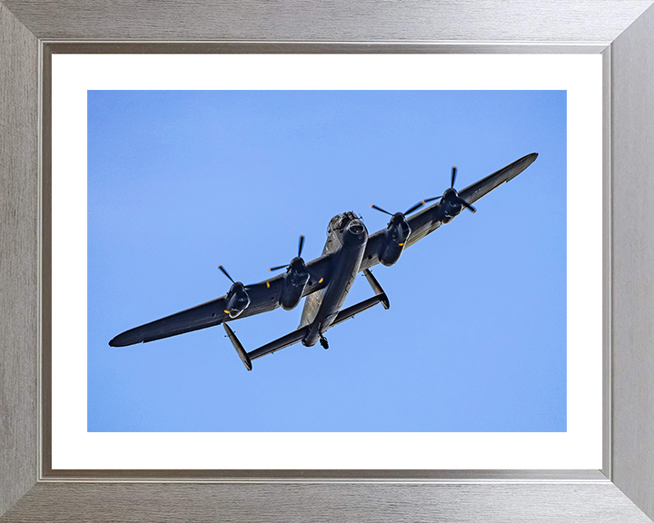 RAF Lancaster Bomber in Flight 2025 Photo Print Royal Air Force Aircraft Wall Art Aviation Decor Posters, Prints, & Visual Artwork Hampshire Prints 10 x 8 Silver Frame Yes