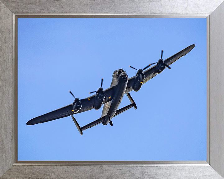 RAF Lancaster Bomber in Flight 2025 Photo Print Royal Air Force Aircraft Wall Art Aviation Decor Posters, Prints, & Visual Artwork Hampshire Prints 10 x 8 Silver Frame No