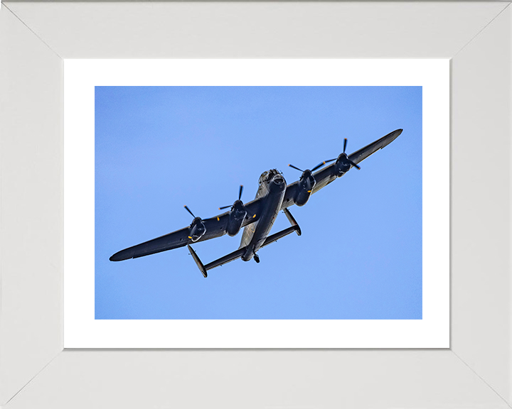 RAF Lancaster Bomber in Flight 2025 Photo Print Royal Air Force Aircraft Wall Art Aviation Decor Posters, Prints, & Visual Artwork Hampshire Prints 10 x 8 White Frame Yes