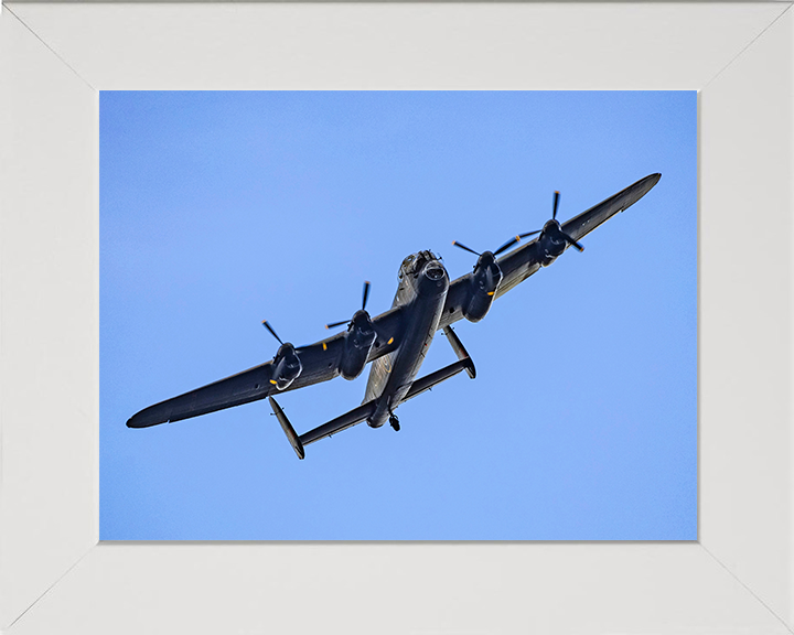 RAF Lancaster Bomber in Flight 2025 Photo Print Royal Air Force Aircraft Wall Art Aviation Decor Posters, Prints, & Visual Artwork Hampshire Prints 10 x 8 White Frame No