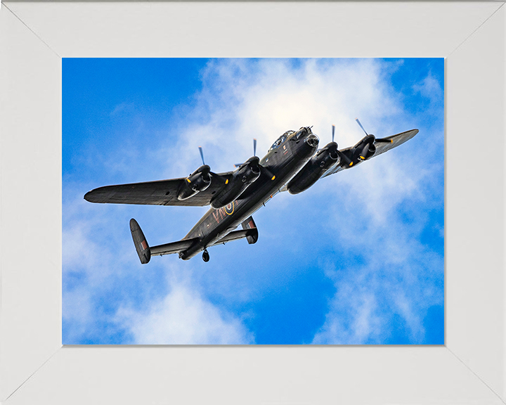 RAF Lancaster Bomber in Flight Sept 2025 Royal Air Force Aircraft Photo Print Wall Art Aviation Decor UK Posters, Prints, & Visual Artwork Hampshire Prints 10 x 8 White Frame No