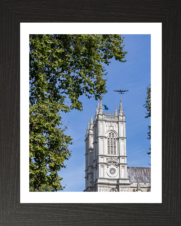 RAF Lancaster Bomber over Westminster abbey Photo Print Royal Air Force Aircraft Wall Art Aviation Decor Posters, Prints, & Visual Artwork Hampshire Prints 10 x 8 Black Frame Yes
