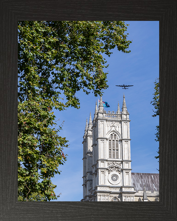 RAF Lancaster Bomber over Westminster abbey Photo Print Royal Air Force Aircraft Wall Art Aviation Decor Posters, Prints, & Visual Artwork Hampshire Prints 10 x 8 Black Frame No