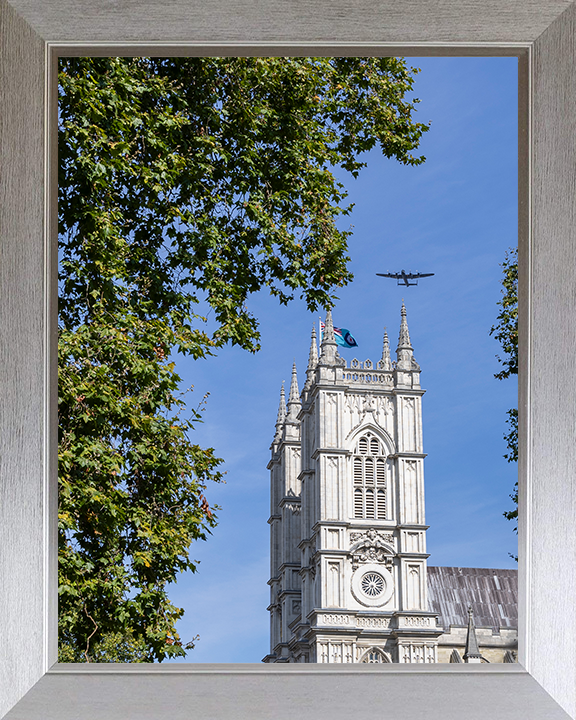 RAF Lancaster Bomber over Westminster abbey Photo Print Royal Air Force Aircraft Wall Art Aviation Decor Posters, Prints, & Visual Artwork Hampshire Prints 10 x 8 Silver Frame No