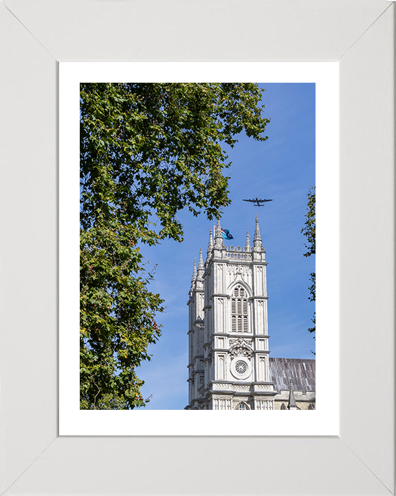 RAF Lancaster Bomber over Westminster abbey Photo Print Royal Air Force Aircraft Wall Art Aviation Decor Posters, Prints, & Visual Artwork Hampshire Prints 10 x 8 White Frame Yes