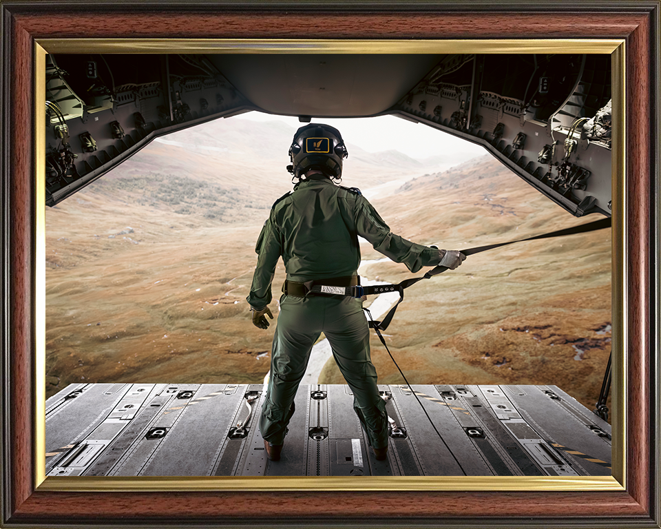 RAF Load Master Ramp Riding 2025 Royal Air Force RAF Aviation Photo Print Wall Art Aviation Decor UK Posters, Prints, & Visual Artwork Hampshire Prints 10 x 8 Classic Frame No