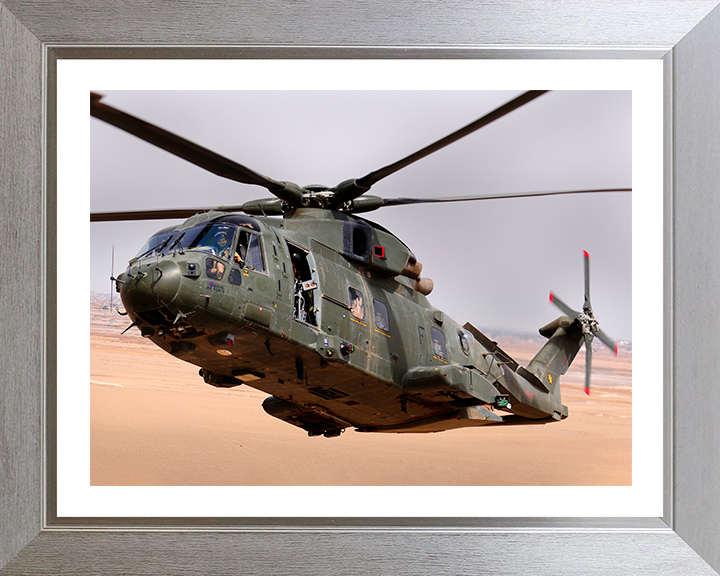 RAF Merlin HC.3 Helicopter in flight Photo Print Royal Air Force Aircraft Wall Art Aviation Decor Posters, Prints, & Visual Artwork Hampshire Prints 10 x 8 Silver Frame Yes