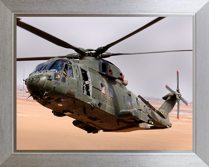 RAF Merlin HC.3 Helicopter in flight Photo Print Royal Air Force Aircraft Wall Art Aviation Decor Posters, Prints, & Visual Artwork Hampshire Prints 10 x 8 Silver Frame No