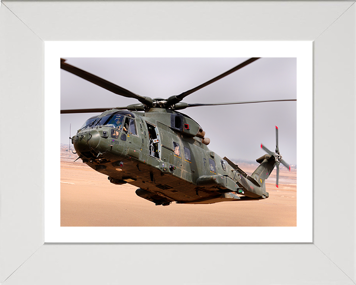 RAF Merlin HC.3 Helicopter in flight Photo Print Royal Air Force Aircraft Wall Art Aviation Decor Posters, Prints, & Visual Artwork Hampshire Prints 10 x 8 White Frame Yes