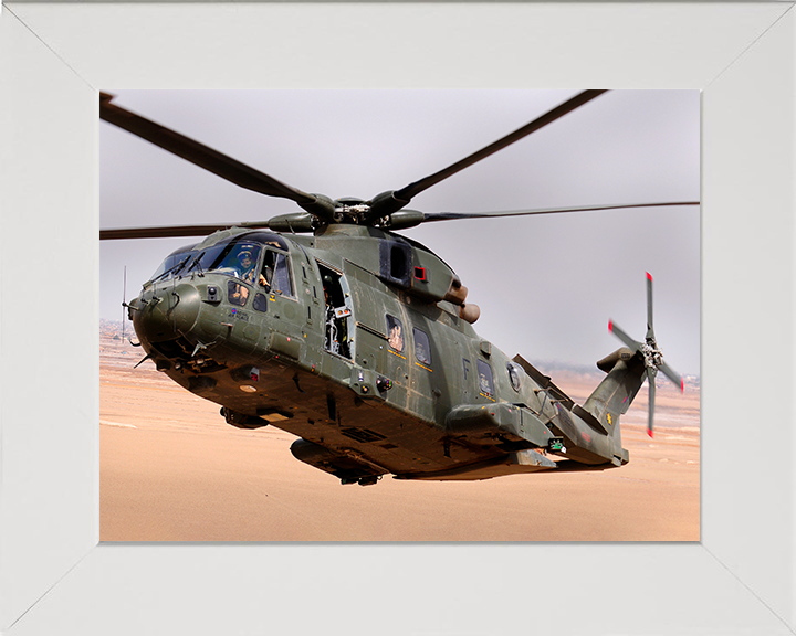 RAF Merlin HC.3 Helicopter in flight Photo Print Royal Air Force Aircraft Wall Art Aviation Decor Posters, Prints, & Visual Artwork Hampshire Prints 10 x 8 White Frame No