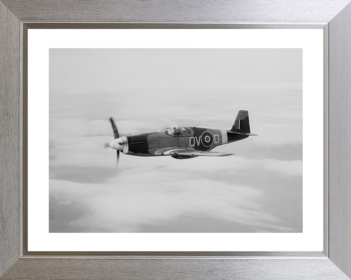 RAF Mustang III in Flight Photo Print Royal Air Force Aircraft Wall Art Aviation Decor Poster Posters, Prints, & Visual Artwork Hampshire Prints 10 x 8 Silver Frame Yes