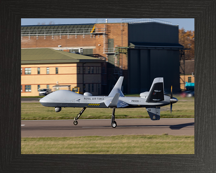 RAF Protector RG Mk1 Drone Taking off Photo Print Royal Air Force Aircraft Wall Art Aviation Decor Posters, Prints, & Visual Artwork Hampshire Prints 10 x 8 Black Frame No