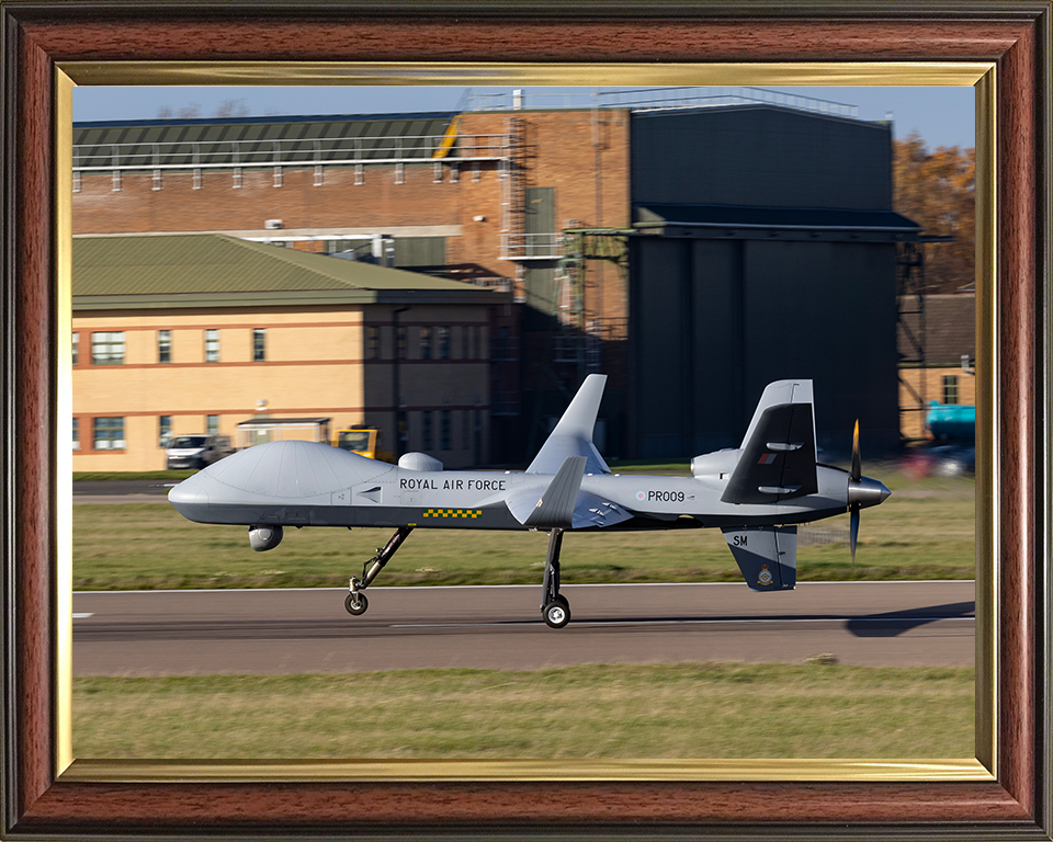 RAF Protector RG Mk1 Drone Taking off Photo Print Royal Air Force Aircraft Wall Art Aviation Decor Posters, Prints, & Visual Artwork Hampshire Prints 10 x 8 Classic Frame No
