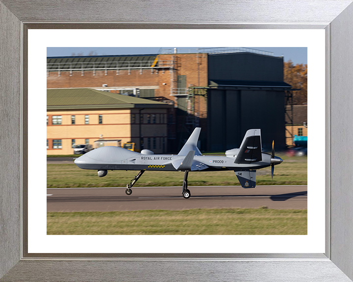 RAF Protector RG Mk1 Drone Taking off Photo Print Royal Air Force Aircraft Wall Art Aviation Decor Posters, Prints, & Visual Artwork Hampshire Prints 10 x 8 Silver Frame Yes