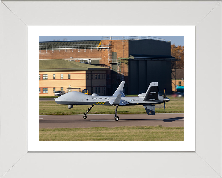 RAF Protector RG Mk1 Drone Taking off Photo Print Royal Air Force Aircraft Wall Art Aviation Decor Posters, Prints, & Visual Artwork Hampshire Prints 10 x 8 White Frame Yes