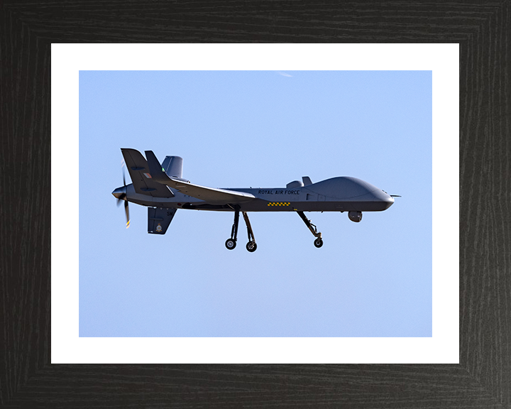 RAF Protector RG Mk1 Drone in flight Royal Air Force Aircraft Photo Print Wall Art Aviation Decor UK Posters, Prints, & Visual Artwork Hampshire Prints 10 x 8 Black Frame Yes