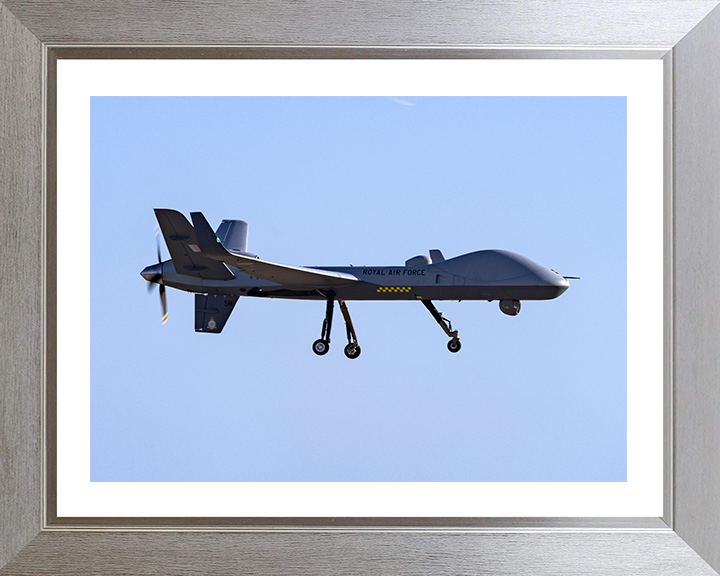 RAF Protector RG Mk1 Drone in flight Royal Air Force Aircraft Photo Print Wall Art Aviation Decor UK Posters, Prints, & Visual Artwork Hampshire Prints 10 x 8 Silver Frame Yes