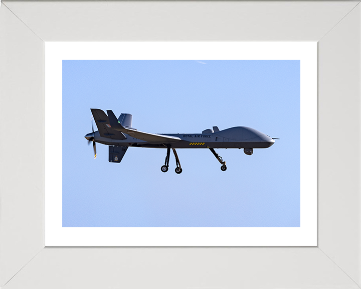 RAF Protector RG Mk1 Drone in flight Royal Air Force Aircraft Photo Print Wall Art Aviation Decor UK Posters, Prints, & Visual Artwork Hampshire Prints 10 x 8 White Frame Yes