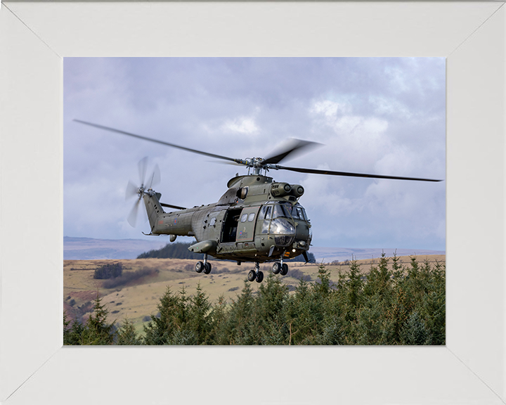 RAF Puma HC2 Helicopter in flight 2025 Photo Print Royal Air Force Aircraft Wall Art Aviation Decor Posters, Prints, & Visual Artwork Hampshire Prints 10 x 8 White Frame No