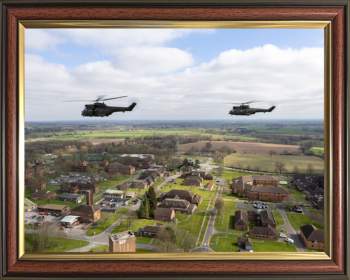 RAF Puma Helicopter in flight over RAF Shawbury Photo Print Royal Air Force Aircraft Wall Art Aviation Decor Posters, Prints, & Visual Artwork Hampshire Prints 10 x 8 Classic Frame No