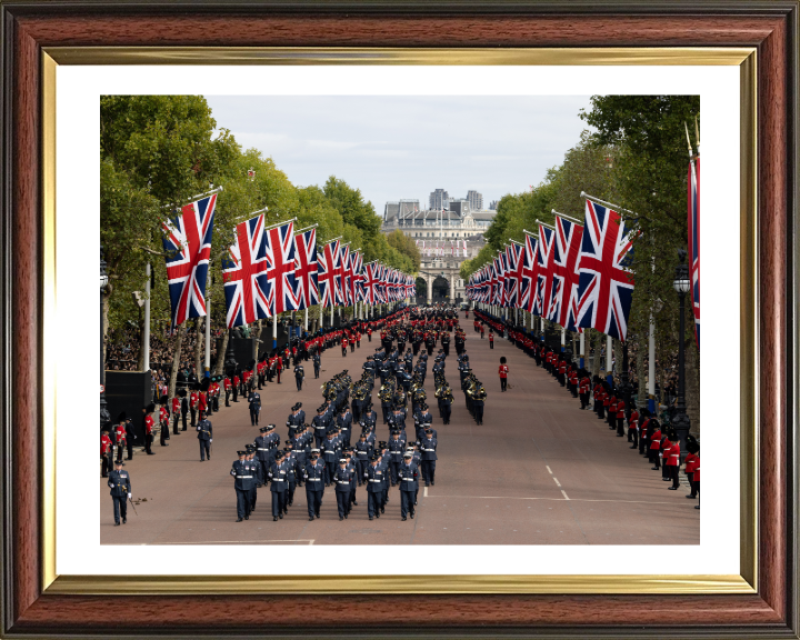 RAF March on the Mall London During Queen Elizabeth II Funeral Photo Print Royal Air Force Wall Art Decor Posters, Prints, & Visual Artwork Hampshire Prints 10 x 8 Classic Frame Yes