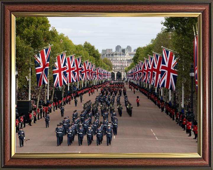 RAF March on the Mall London During Queen Elizabeth II Funeral Photo Print Royal Air Force Wall Art Decor Posters, Prints, & Visual Artwork Hampshire Prints 10 x 8 Classic Frame No