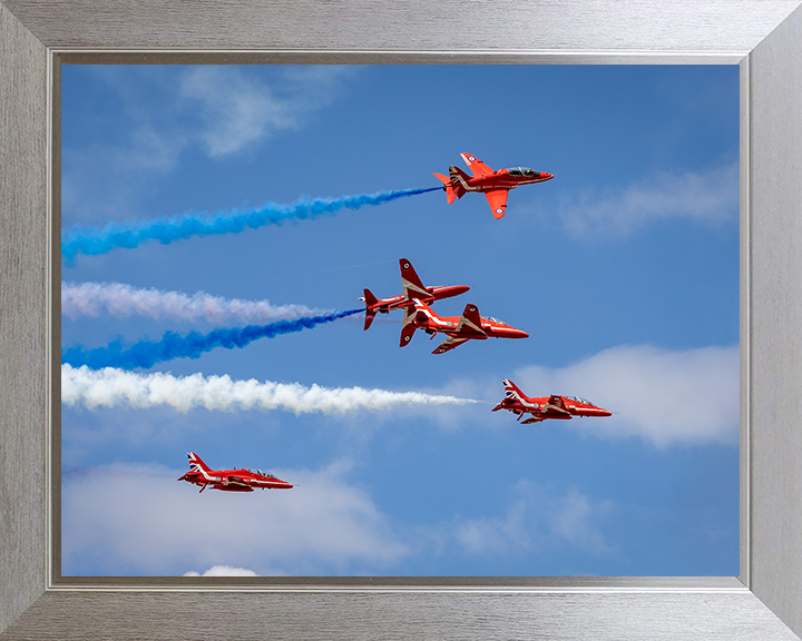 RAF Red Arrows Display 2025 Photo Print Royal Air Force Aircraft Wall Art Aviation Decor UK Posters, Prints, & Visual Artwork Hampshire Prints 10 x 8 Silver Frame No