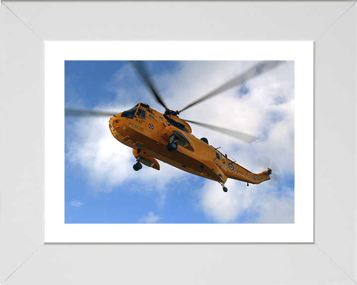 RAF (SAR) Sea King Helicopter From Below 2007 Photo Print Royal Air Force Aircraft Wall Art Aviation Decor Posters, Prints, & Visual Artwork Hampshire Prints 10 x 8 White Frame Yes