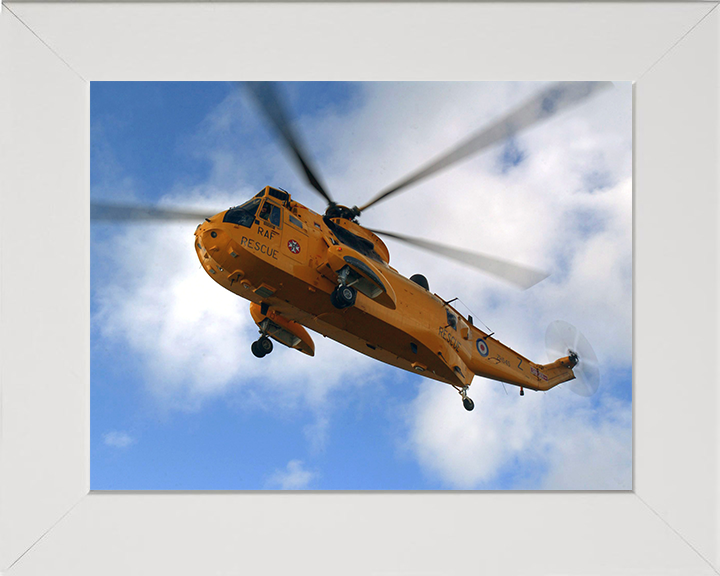 RAF (SAR) Sea King Helicopter From Below 2007 Photo Print Royal Air Force Aircraft Wall Art Aviation Decor Posters, Prints, & Visual Artwork Hampshire Prints 10 x 8 White Frame No