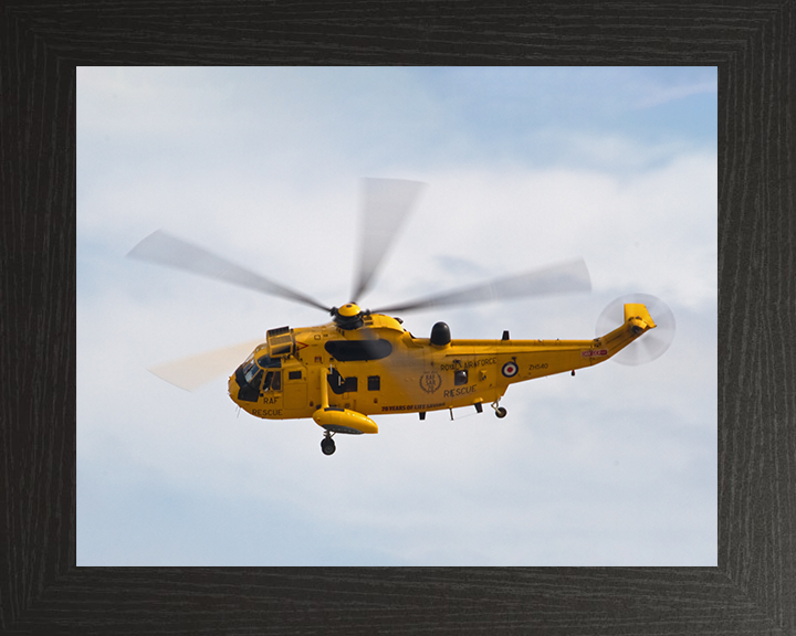 RAF Search and Rescue (SAR) Sea King Helicopter 2011 Photo Print Royal Air Force Aircraft Wall Art Decor Posters, Prints, & Visual Artwork Hampshire Prints 10 x 8 Black Frame No