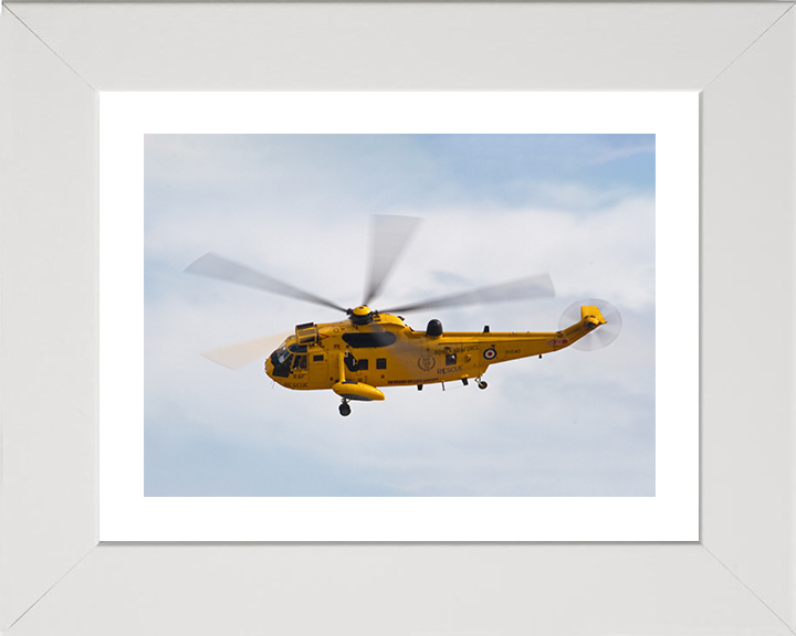 RAF Search and Rescue (SAR) Sea King Helicopter 2011 Photo Print Royal Air Force Aircraft Wall Art Decor Posters, Prints, & Visual Artwork Hampshire Prints 10 x 8 White Frame Yes