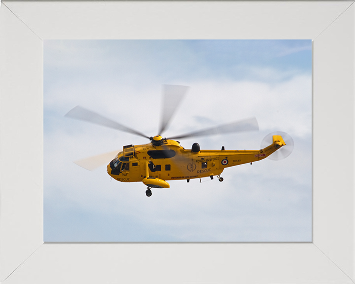 RAF Search and Rescue (SAR) Sea King Helicopter 2011 Photo Print Royal Air Force Aircraft Wall Art Decor Posters, Prints, & Visual Artwork Hampshire Prints 10 x 8 White Frame No