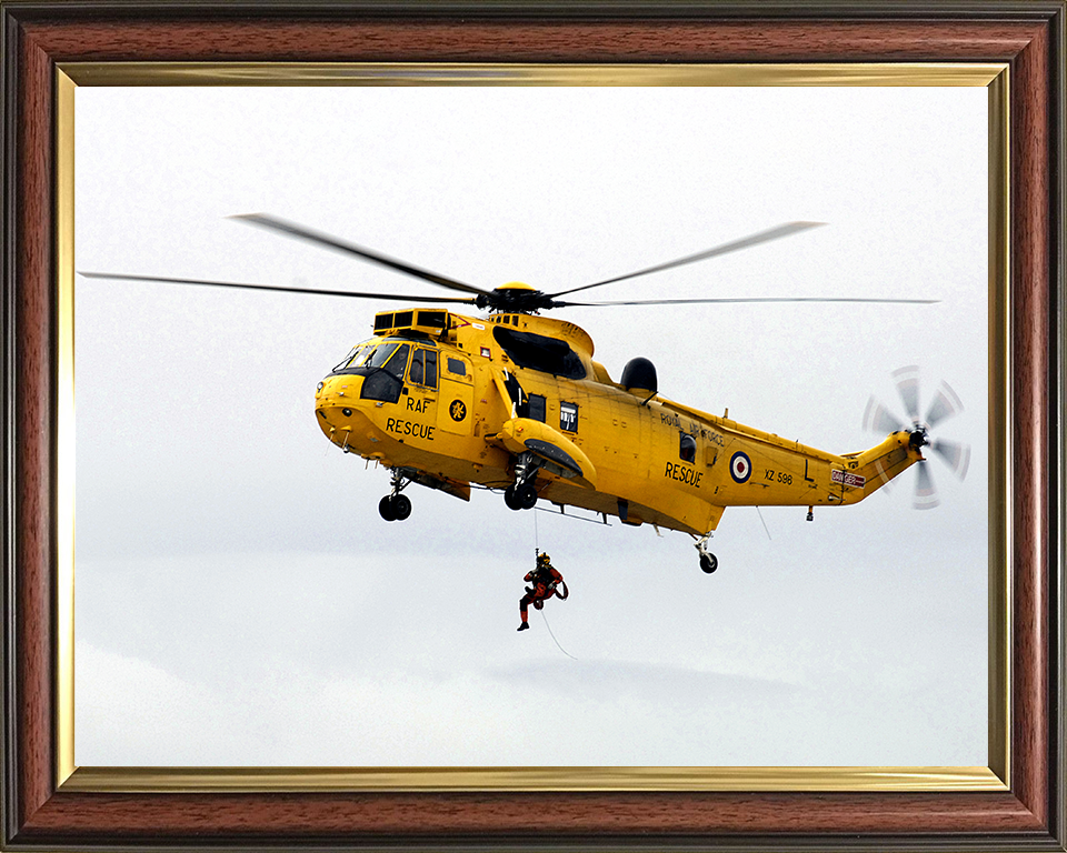RAF Search and Rescue (SAR) Sea King Helicopter 2007 Photo Print Royal Air Force Aircraft Wall Art Aviation Decor Posters, Prints, & Visual Artwork Hampshire Prints 10 x 8 Classic Frame No