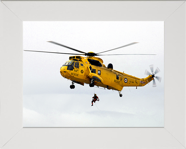 RAF Search and Rescue (SAR) Sea King Helicopter 2007 Photo Print Royal Air Force Aircraft Wall Art Aviation Decor Posters, Prints, & Visual Artwork Hampshire Prints 10 x 8 White Frame No