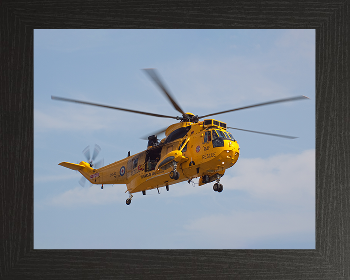 RAF Search and Rescue (SAR) Sea King Helicopter Sept 2011 Photo Print Royal Air Force Aircraft Wall Art Aviation Decor Posters, Prints, & Visual Artwork Hampshire Prints 10 x 8 Black Frame No