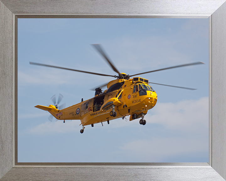 RAF Search and Rescue (SAR) Sea King Helicopter Sept 2011 Photo Print Royal Air Force Aircraft Wall Art Aviation Decor Posters, Prints, & Visual Artwork Hampshire Prints 10 x 8 Silver Frame No