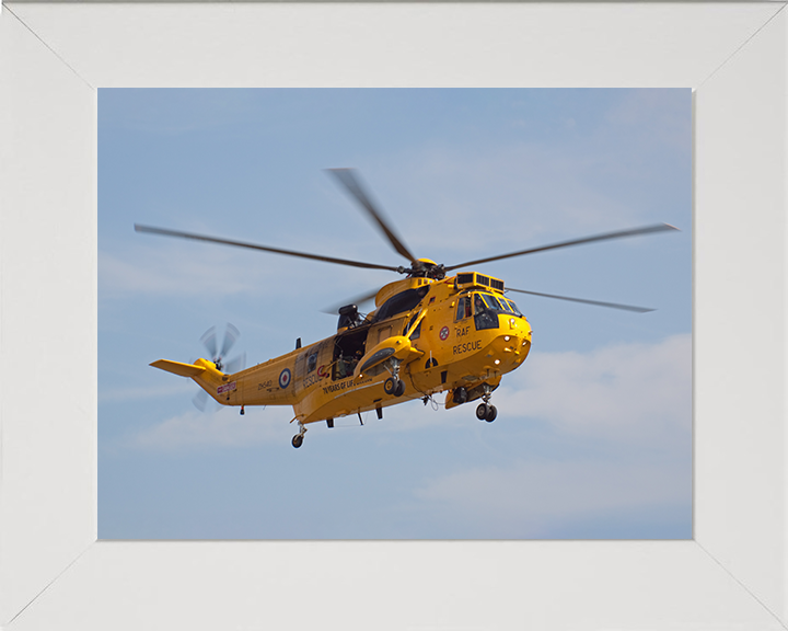 RAF Search and Rescue (SAR) Sea King Helicopter Sept 2011 Photo Print Royal Air Force Aircraft Wall Art Aviation Decor Posters, Prints, & Visual Artwork Hampshire Prints 10 x 8 White Frame No