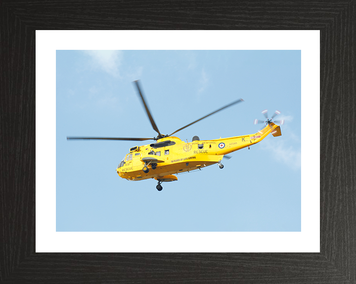 RAF Search and Rescue (SAR) Sea King SH3 Helicopter Photo Print Royal Air Force Aircraft Wall Art Aviation Decor Posters, Prints, & Visual Artwork Hampshire Prints 10 x 8 Black Frame Yes