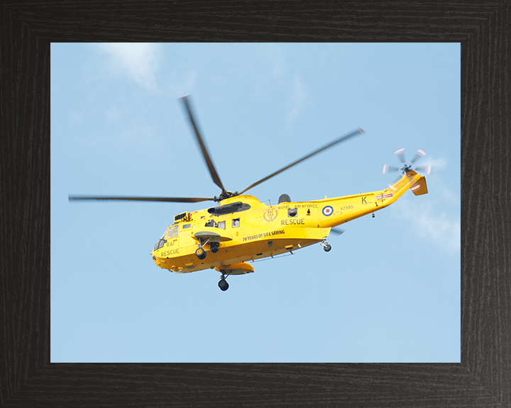 RAF Search and Rescue (SAR) Sea King SH3 Helicopter Photo Print Royal Air Force Aircraft Wall Art Aviation Decor Posters, Prints, & Visual Artwork Hampshire Prints 10 x 8 Black Frame No