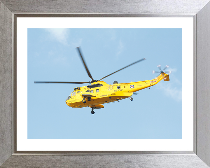 RAF Search and Rescue (SAR) Sea King SH3 Helicopter Photo Print Royal Air Force Aircraft Wall Art Aviation Decor Posters, Prints, & Visual Artwork Hampshire Prints 10 x 8 Silver Frame Yes