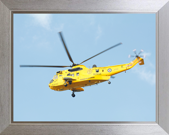 RAF Search and Rescue (SAR) Sea King SH3 Helicopter Photo Print Royal Air Force Aircraft Wall Art Aviation Decor Posters, Prints, & Visual Artwork Hampshire Prints 10 x 8 Silver Frame No