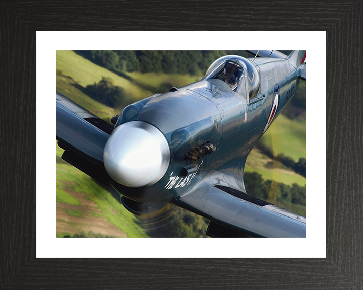 RAF Spitfire Mk19 Closeup Photo Print Royal Air Force Aircraft Wall Art Aviation Decor Poster Posters, Prints, & Visual Artwork Hampshire Prints 10 x 8 Black Frame Yes