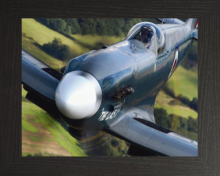 RAF Spitfire Mk19 Closeup Photo Print Royal Air Force Aircraft Wall Art Aviation Decor Poster Posters, Prints, & Visual Artwork Hampshire Prints 10 x 8 Black Frame No