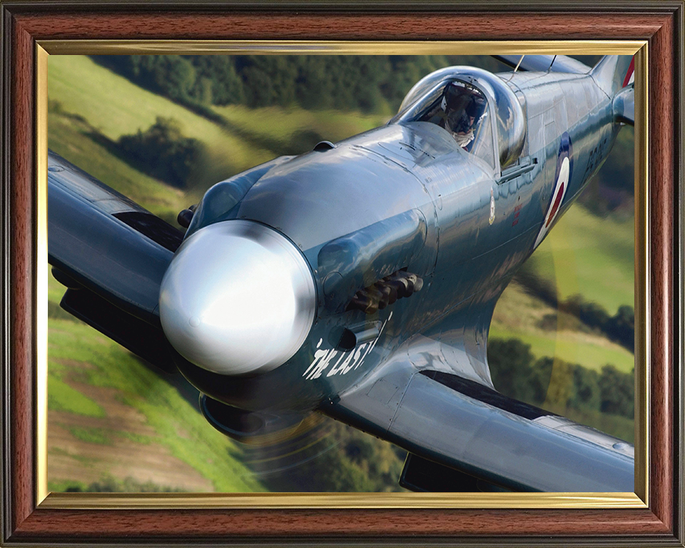 RAF Spitfire Mk19 Closeup Photo Print Royal Air Force Aircraft Wall Art Aviation Decor Poster Posters, Prints, & Visual Artwork Hampshire Prints 10 x 8 Classic Frame No