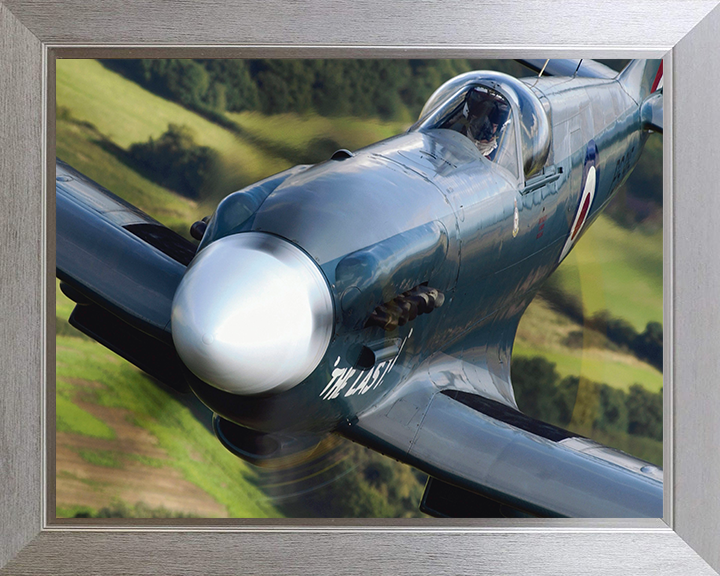 RAF Spitfire Mk19 Closeup Photo Print Royal Air Force Aircraft Wall Art Aviation Decor Poster Posters, Prints, & Visual Artwork Hampshire Prints 10 x 8 Silver Frame No